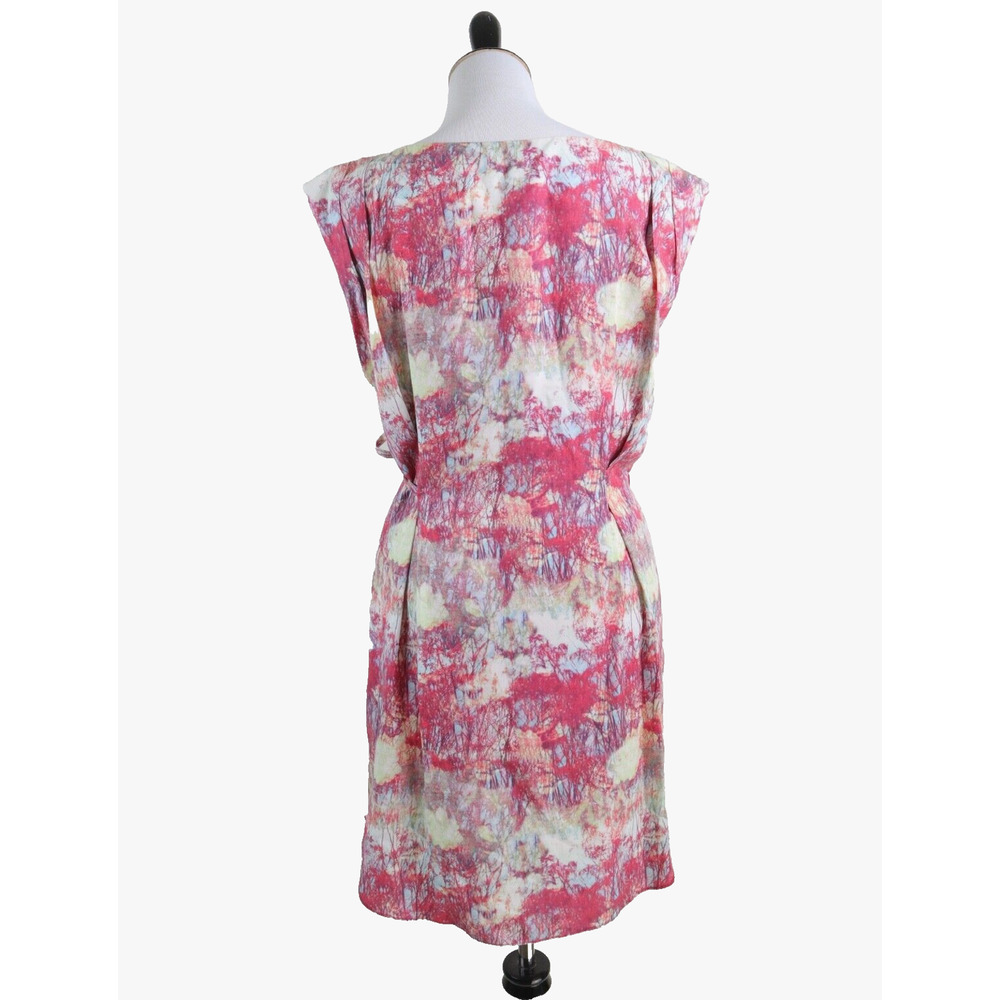 Reiss US 6 Brio Abstract Print Dress Tie Waist Shift Pink Cream - Picture 5 of 11